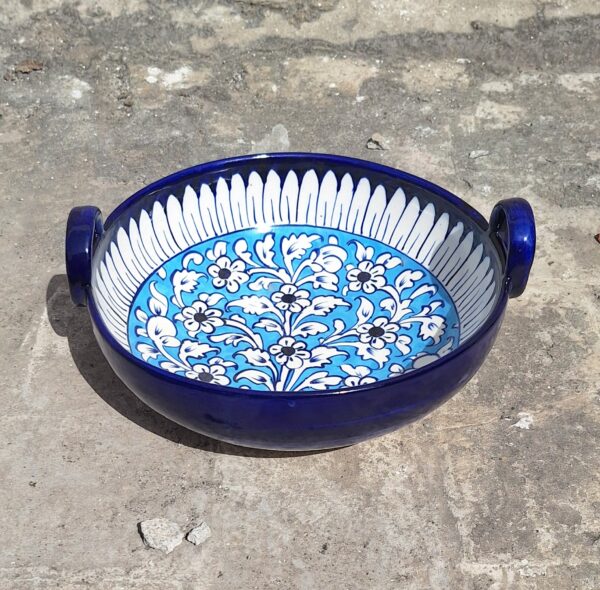 Large Karahi with Blue Flower Design - Elegant Cookware for Every Kitchen