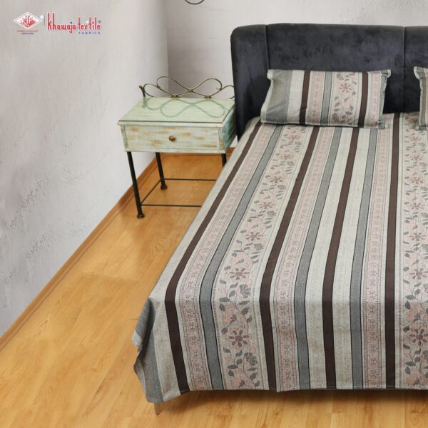 Brown and grey Multani Khaddar Bedsheet - 2024