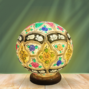 Round Flower Camel Skin Lamp from Multan