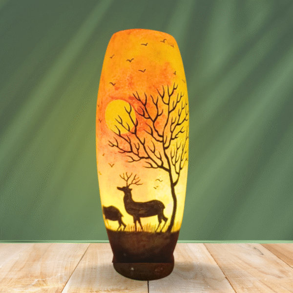Sunset Themed Camel Skin Lamp - Tall