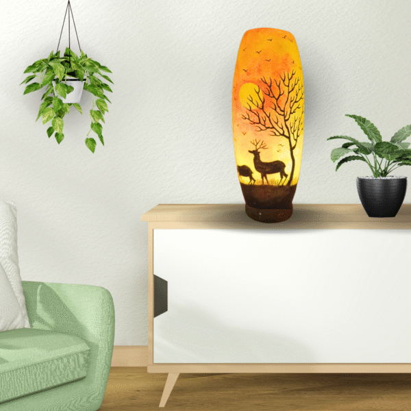 Sunset Themed Camel Skin Lamp - Tall - Image 3