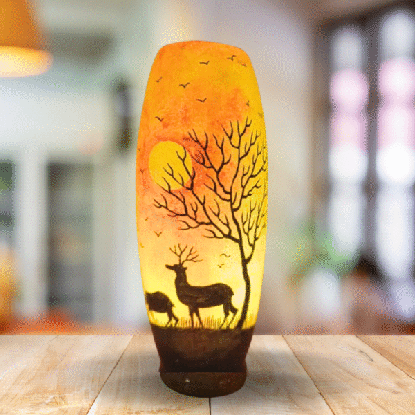 Sunset Themed Camel Skin Lamp - Tall - Image 2