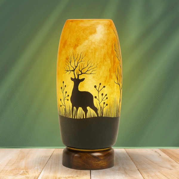 Deer Camel Skin Lamp with sunset background - small