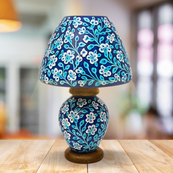 Traditional Blue Camel Skin Lamp - Image 2