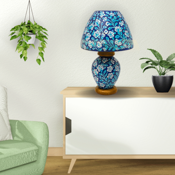 Traditional Blue Camel Skin Lamp - Image 3